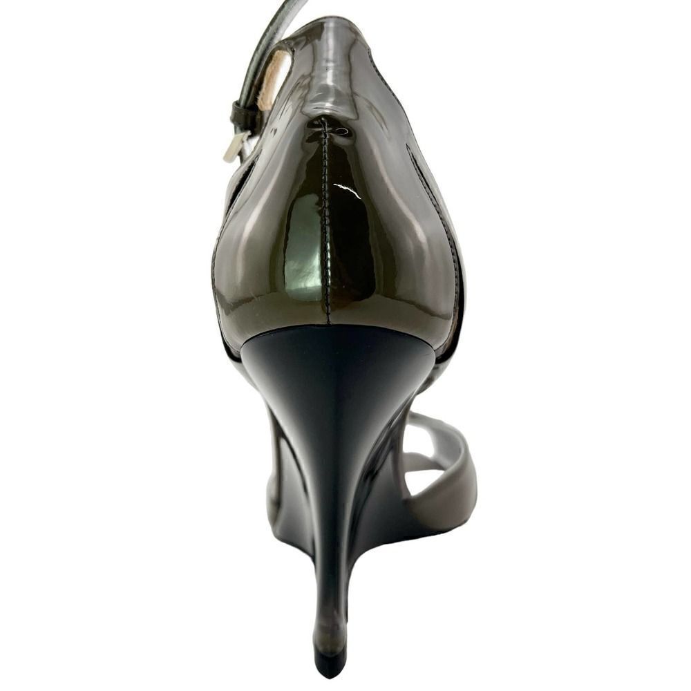 New Giorgio Armani Women Shoes Gray Patent Leather High Heels Wedge Sandals $875 - Picture 5 of 16